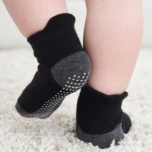 Zaples Baby Non Slip Grip Ankle Socks with Non Skid Soles for Infants Toddlers Kids Boys Girls thumbnail 3