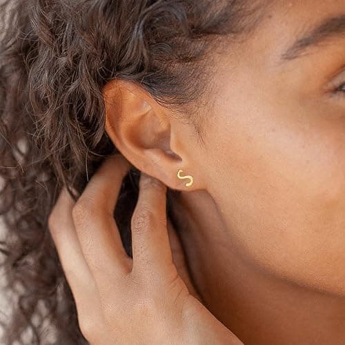 Initial Stud Earrings for Women thumbnail 2