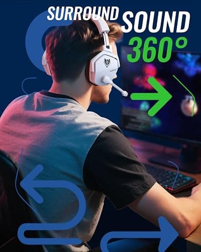 NUBWO G06 Pro Wireless Gaming Headset with Charging Station for Headset & PS5 Controller, 17ms Low Latency, 120H Battery Life, Dynamic 50mm Drivers-White (Only Compatible with PS5) thumbnail 9