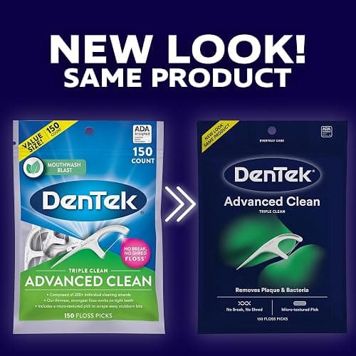 DenTek Advanced Clean Floss Picks with No Break & No Shred Dental Floss, Plaque Remover, 150 Count thumbnail 2
