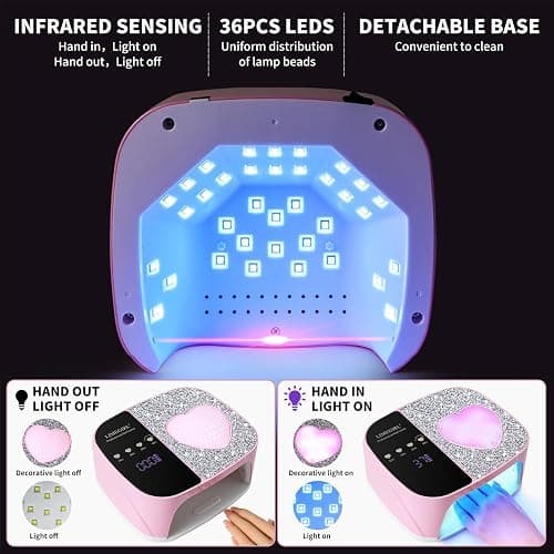 LimeGirl Cordless Nail Dryer for Gel Polish, UV LED Nail Lamp with Fast Curing UV Light & 4 Timer Settings, Portable Rechargeable Gel Lamp Nail Art Tool for Manicure Pedicure at Home & Salon (Pink) - Pink thumbnail 3