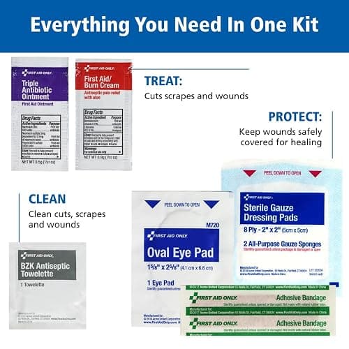First Aid Only 91248 OSHA-Compliant First Aid Kit, All-Purpose 50-Person Emergency First Aid Kit for Business, Worksite, Home, and Car, 260 Pieces thumbnail 4