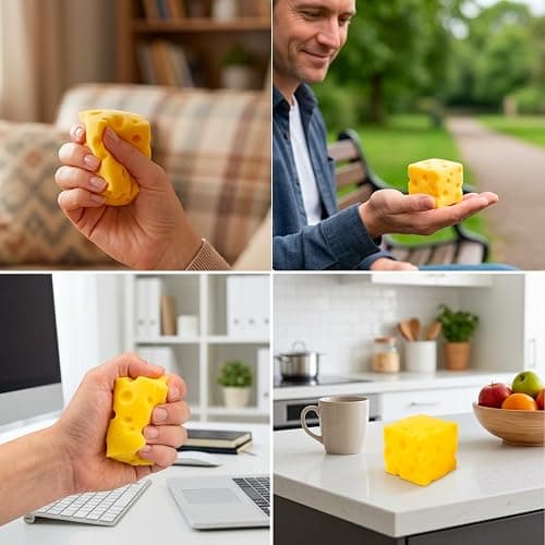 2 Squeeze Cheese Stress Relief Set, Giant Cheese Squishy Sensory Tools for Office and Home Use, 5 cm Soft Squishy Cheese Collection for Desk Decor and Focus Enhancement thumbnail 7