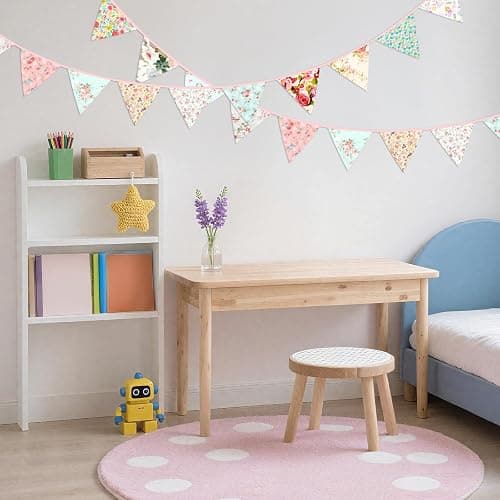 G2PLUS 39Ft Triangle Bunting Banner, 42pcs Cotton Pennant Banner, Reusable Pink Green Fabric Triangle Flags Party Decoration for Birthday, Wedding, Baby Shower, Room Decor thumbnail 7