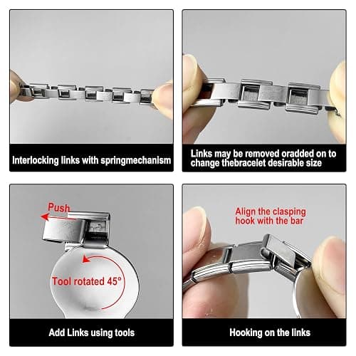 GEMOSA 9mm Italian Charm Bracelet Starter Set, Stainless Steel Classic Link Bracelet for Women Men, Adjustable 6.75-8 inch, 18+3 Links with Connector Tool – Multiple Colors thumbnail 4
