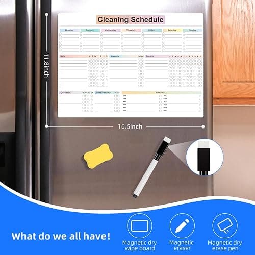 Cleaning Checklist Dry Erase Magnetic Whiteboard for Refrigerator,Daily Weekly and Monthly Checklist Planner and Household Chore-Cleaning Schedules and Checklists (Style New) thumbnail 2