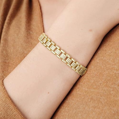 KELORIS PATH Gold Cuff Bracelets for Women, 14k Gold Plated Open Twisted Adjustable CZ Cuff Bangles Dainty Jewelry Gifts thumbnail 5