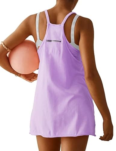 VIUTIL Womens Athletic Dress Built in Shorts Hot Shot Mini Dress Spaghetti Straps Tennis Workout 2026 Summer Romper Dress thumbnail 2