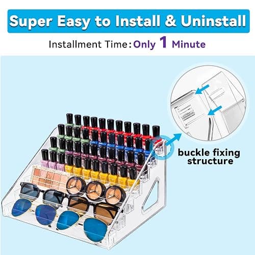 Pero Pero Nail Polish Organizer Acrylic Display Rack for Nail Polish Holder Sunglasses Organizer Essential Oils Holder Clear Eyeglasses Display Case Makeup Organizer thumbnail 5