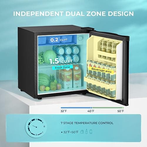 EUHOMY 1.7 Cu.Ft Mini Fridge with Freezer, Reversible Single Door Compact Refrigerator, Adjustable Thermostat, Energy Saving, Mini Fridge for Bedroom, Office, Dorm, Black thumbnail 3