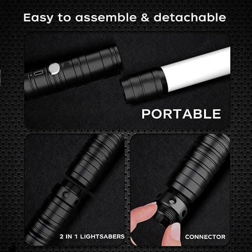 Oueyes Lightsabers Metal Hilt Light Sabers RGB 16 Colors 2 in 1 Dueling Type-C Rechargeable Sword for Adult Kids Halloween Thanksgiving Christmas New Year Cosplay Gift Toys (Black) thumbnail 6