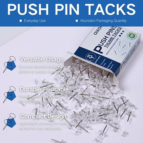 300pcs Clear Push pins for Bulletin Board Thumb Tacks for Walls pushpins Wall pins thumbnail 3