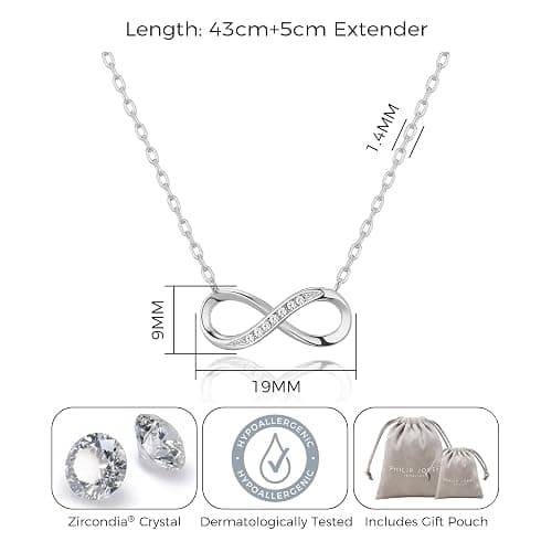 Philip Jones Silver Plated Infinity Pendant Necklace Created with Zircondia® Crystals thumbnail 4