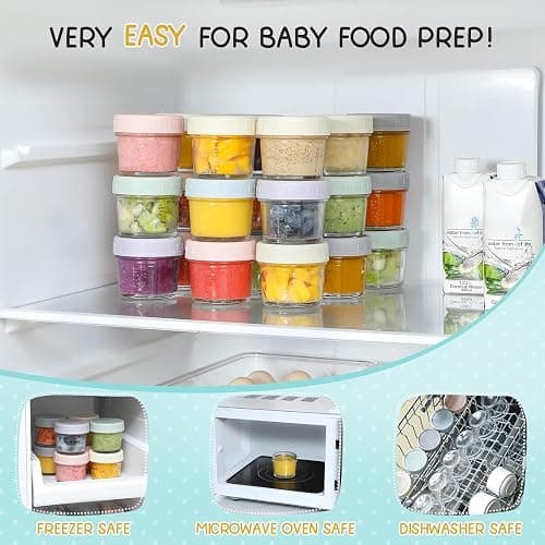 VITEVER 24-Pack Glass Baby Food Storage Containers - 4 oz Baby Food Storage Jars With Lids, Baby Food Maker, Microwave, Dishwasher & Freezer Safe - 24 Pack thumbnail 4