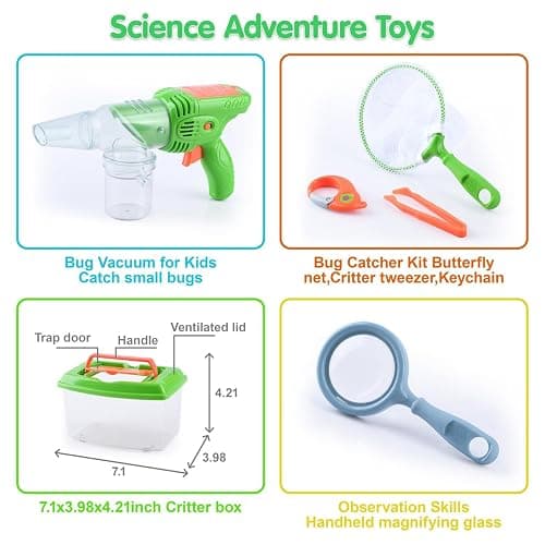 PLAY Bug Catcher Kit,Outdoor Toys for Kids Ages 4-8 8-12,Bug Catcher Vacuum with Critter Habitat Case,Butterfly net,Magnifying Glass,Toddler Outside Toys for 3 4 5 6 7 8+ Year Old Boys Birthday Gift thumbnail 2