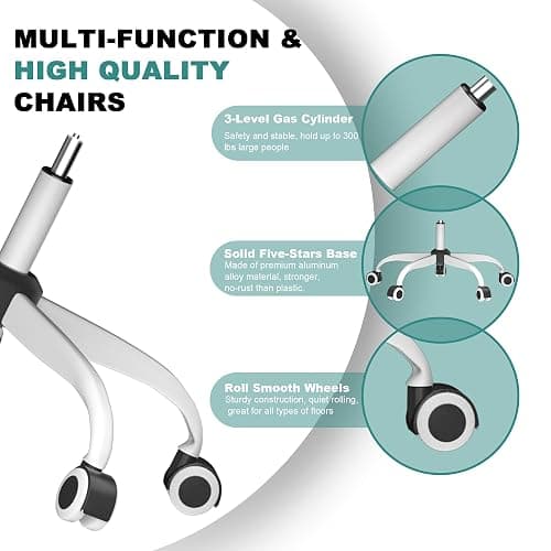 Mimoglad Office Chair, High Back Ergonomic Desk Chair with Adjustable Lumbar Support and Headrest, with flip-up Armrests for Guitar Playing, 5 Years Warranty (Moon Grey) thumbnail 7