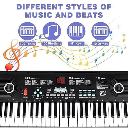 61 key keyboard Piano,Portable Electronic Digital Piano,Built In Dual Speakers,External Microphone,Power Plug,Rich Teaching Content,Multi-Functional Electronic Piano Suitable For Beginners kkek5 thumbnail 4