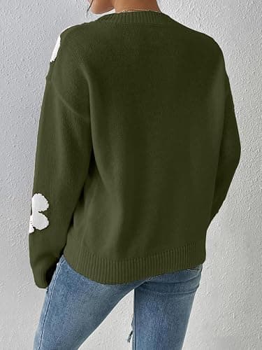 Libsorge Womens Oversized Cute Flower Sweater Fall 2025 Trendy Vintage Y2k Floral Knit Crewneck Long Sleeve Pullover Tops thumbnail 3