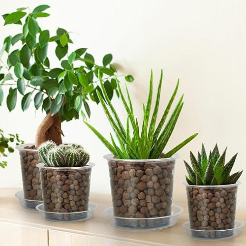 FUIJOL 4/5/6/7 Inch Clear Nursery Pots for Plants with Sacuers 20 Pack, Plastic Flower Pots with Drainage Holes, Variety Pack Seedlings Garden Pot for Indoor Outdoor (4+5+6+7 inch) thumbnail 6
