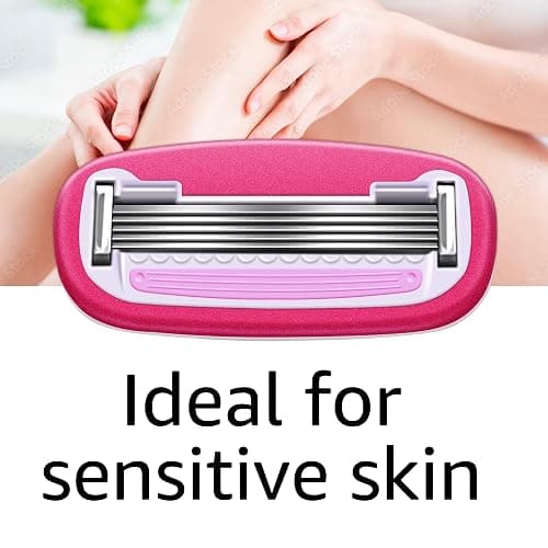 Amazon Basics Women's 5 Blade FITS Razor for Women, FITS Amazon Basics FITS Handle and Venus Handles, Includes 1 FITS Handle, 2 Cartridges & 1 Shower Hanger - Pink - 2 Count (Pack of 1) thumbnail 5