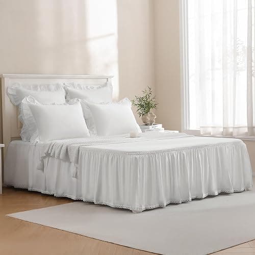 Vlocemon 100% Lightweight Cotton Ruffled Throw Plillow Shams, Euro Size 26" × 26", Crochet Edge Lace Square Cushion Cover, Throw Pillow Covers, Set of 2, for Bed, Sofa, Couch (White, 26" × 26") thumbnail 2
