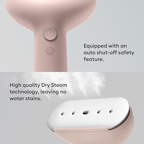 Steamery Handheld Clothes Steamer Cirrus 3, 1200W, US Plug, Heated Ironing Plate, Fast Heat Up, Garment Wrinkle Remover, Pink thumbnail 3