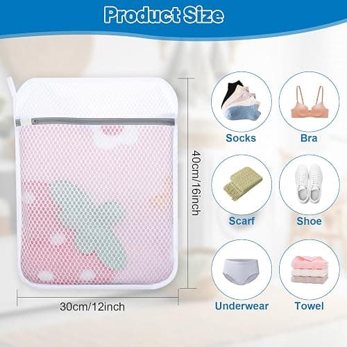 6-Pack Durable Honeycomb Mesh Laundry Bags for Delicates - 12x16 Inches Lingerie Bags for Washing Delicates with Sturdy Zippers, Protect Clothes in Washing Machine for Home, College & Dorm (Medium) thumbnail 2