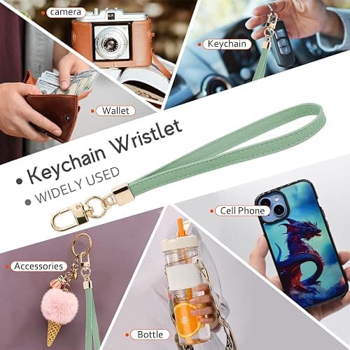 KNGITRYI Small Wristlet Wallets for Women RFID Credit Card Holder Wallet Keychain Wristlet Wallet Credit Card Wallets for Women (Green) thumbnail 5