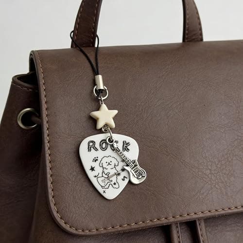 Hongmlqs Cute Phone Charm Y2k Kawaii Guitar Pick Rock Dog Star Camera Phone Bag Strap Charms Keychain Funny Aesthetic Accessories thumbnail 5