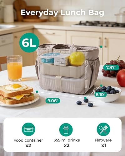 BAGSMART Lunch Bag Women Small Cute Quilted Insulated Leakproof Lightweight thumbnail 4