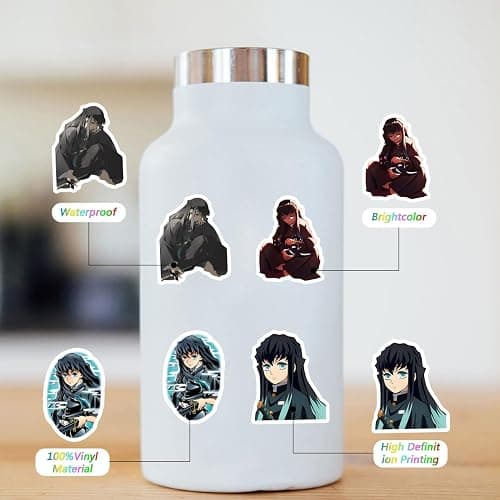 64pcs Classic Japanese Anime Stickers, Cute Cartoon Vinyl Waterproof Stickers for Water Bottle,Skateboard,Laptop,Phone,Journaling,Scrapbooking Decals for Teens Adults for Party Supply thumbnail 5