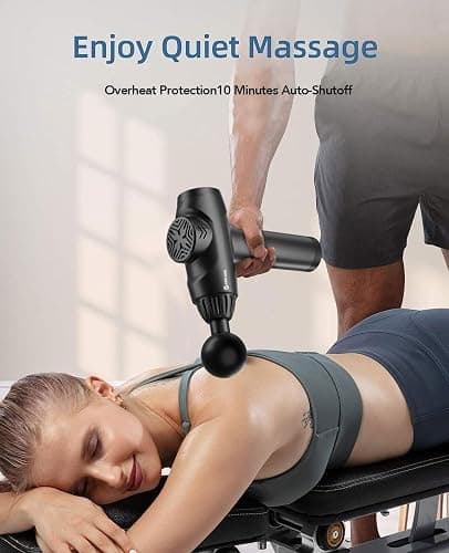 AERLANG Massage Gun,Fathers day gift ideas Percussion Massage Gun, Muscle Handheld Deep Tissue Massager (Black)-– Six Different Adjustable Heads for Different Muscle Groups - 20 Speed Option thumbnail 7