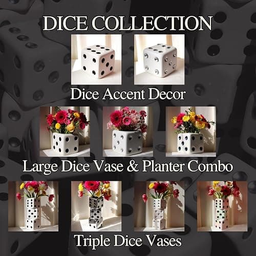 Reimagine Discovery Iridescent Triple Dice Vase, Maximalist Home Decor Ceramic Flower Vase, Iridescent Desk Accessories for Office, Bar Cart Or Vanity, Unique & Trendy Holographic Decor thumbnail 6