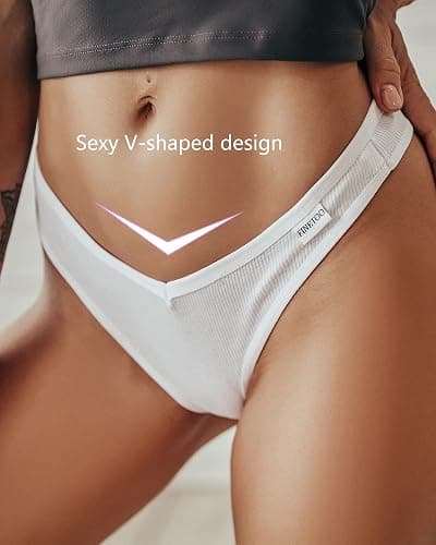 FINETOO 10 Pack Thongs for Women Cotton Underwear Breathable Stretch Low Rise Hipster Panties Sexy S-XL thumbnail 2