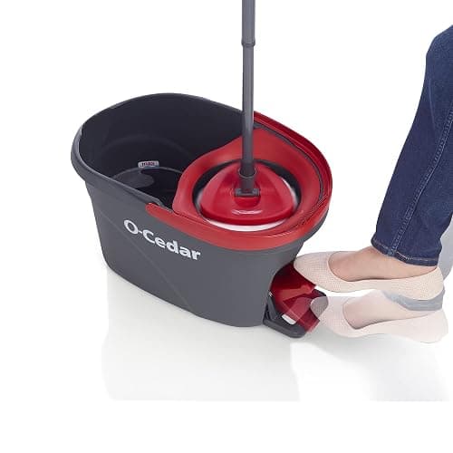 O-Cedar EasyWring Microfiber Spin Mop & Bucket Floor Cleaning System + 2 Extra Refills, Red/Gray thumbnail 8