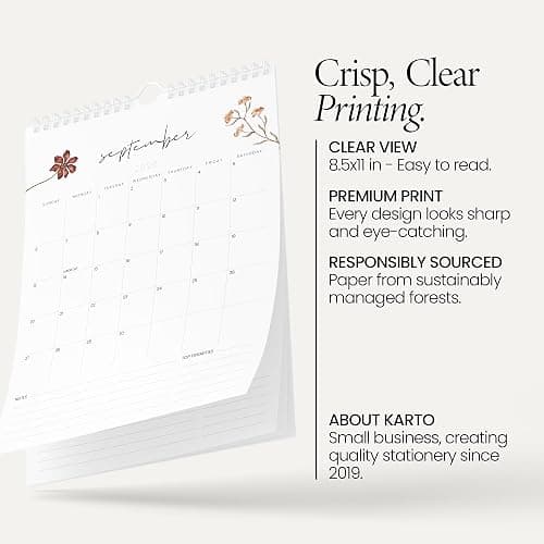 Karto Wall Calendar 2026-2027 8.5x11 in - Flowers | July 2026 to December 2027, Vertical, Boosts Productivity, Easy Monthly Planning thumbnail 4