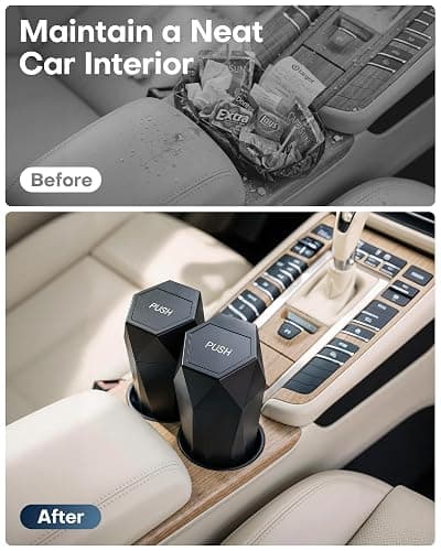HOTOR Car Trash Can with Lid, Leakproof, Black, 2 Pack | Car Accessories for Interior, Garbage Can with 30 Attached Trash Bags, Multipurpose Organizer and Storage for Home & Office thumbnail 5