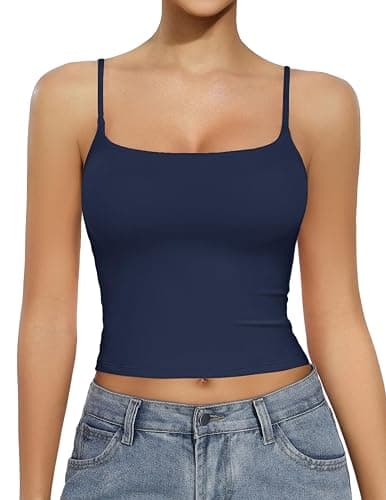 Avidlove Camisole Tank Tops for Women Square Neck Spaghetti Straps Double Lined Y2K Going Out Cami Top thumbnail 2