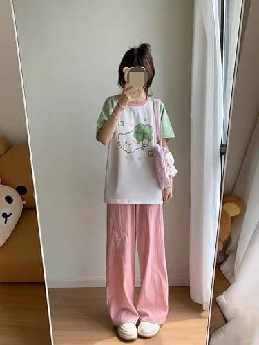 Pokn Y2k Kawaii Shirts for Women Cartoon Graphic Cute Cat Tees Off Shoulder Cutecore Shirts Harajuku Fashion Top thumbnail 4