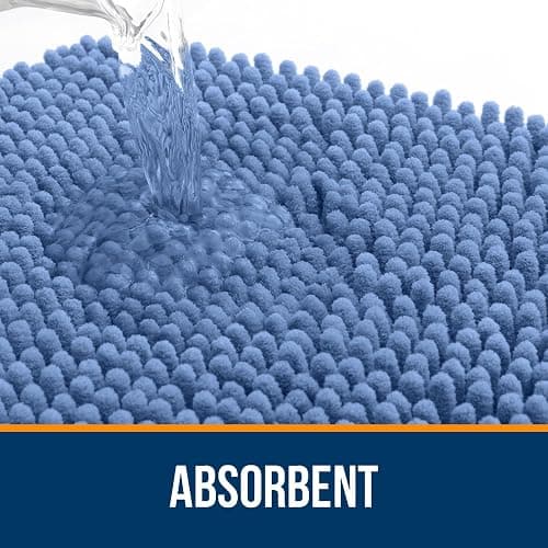 OLANLY Bathroom Rugs 30x20, Extra Soft Absorbent Chenille Bath Rugs, Rubber Backing Quick Dry, Machine Washable Bath Mats for Bathroom Floor, Tub and Shower, Home Decor Accessories, Cornflower Blue thumbnail 5