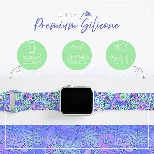 Lux Bands Smart Watch Bands for Women, Printed Silicone Watch Band, 38mm-45mm Ladies Watch Strap Compatible with Smartwatches, Sweat Resistant, For Series 11 10 9 8 7 6 5 4 3 2 1 SE thumbnail 4