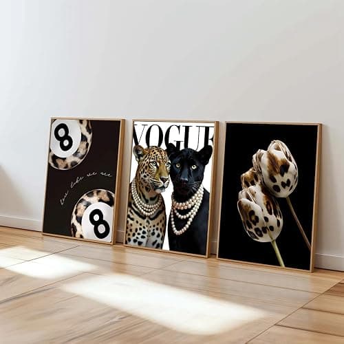3Pcs Of Fashionable Cheetah Wall Art Lucky Ball 8 Posters Prints Leopard Print Floral Pictures Paintings Trendy Aesthetic Canvas Wall Decoration Suitable For Living Room Bedroom 16x24 Inch Unframed thumbnail 4