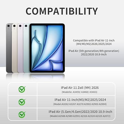JKSML Hülle für iPad Air 11 Zoll (M4/M3/M2) 2026/2025/2024 | für iPad Air 5./4. Gen 10,9 Zoll 2022/2020, Weich TPU Schutzhülle mit Stifthalter, Auto-Schlaf & Weckfunktion, Rosa thumbnail 2