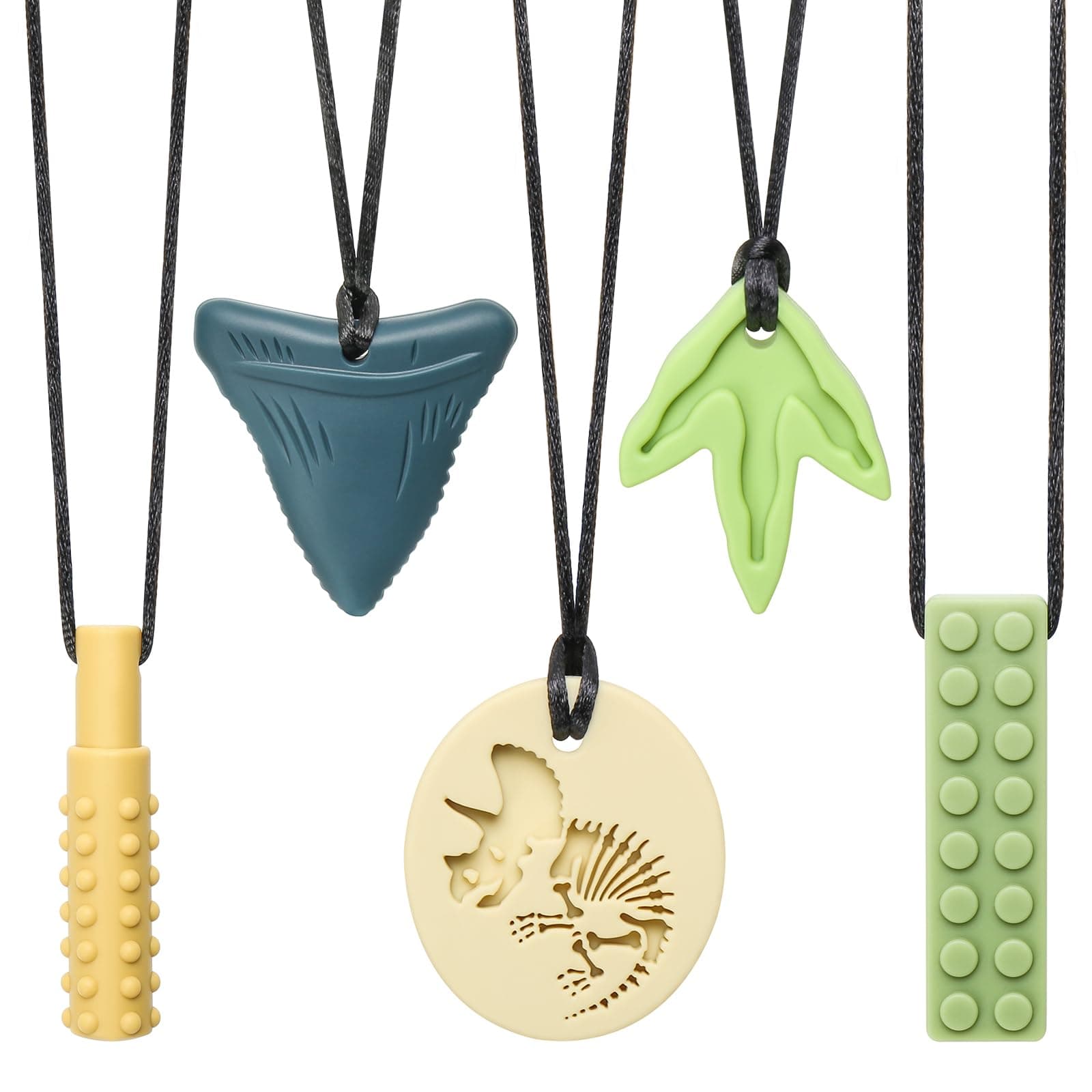 CLDY Kids Chew Chain, 5 Pcs Sensory Chew Neck Chain, Chew Charm Silicone Teether BPA Free Autism Toy for Boys and Girls, Perfect for ADHD Caustic Children - Image 1