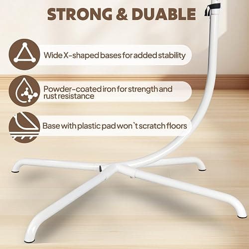 Chihee Egg Chair with Ultra Strong Stand and Cushion Foldable Wicker Rattan Hanging Chair Swing Chair Indoor Outdoor Patio Lounging Chair Hammock Chair 330 lbs Capacity Balcony Porch Bedroom Garden - White thumbnail 5