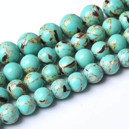60PCS 6MM Turquoise Beads with Mother-of-Pearl Round Loose Beads Natural Gem Beads for Jewelry Making 15 - Image 1