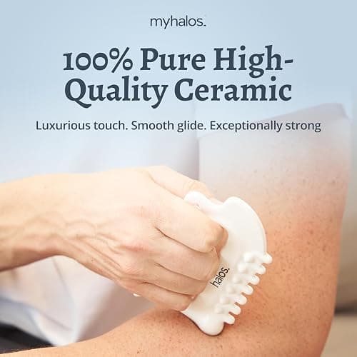 MyHalos 6-in-1 Ceramic Body Gua Sha Facial Tools - Lymphatic Drainage Tool, Face Sculpting Tool & Acupressure tool - Body Guasha, Trigger Point Massage Tool for Fascia Massage and Cellulite thumbnail 3