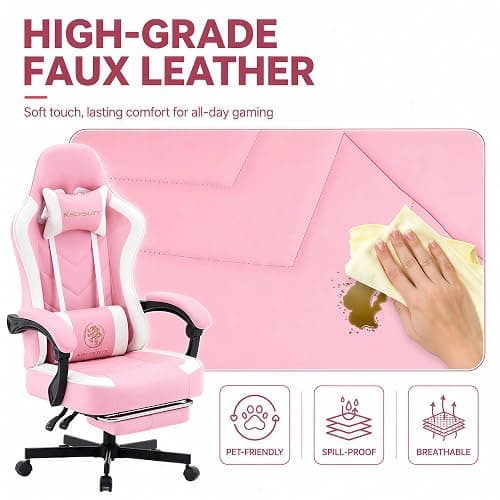 Mistpeople Gaming Chair, Ergonomic High Back Computer Chair with Footrest, Lumbar Support & Pocket Spring Cushion, Comfortable Swivel Home Office Desk Chair for Adults thumbnail 8