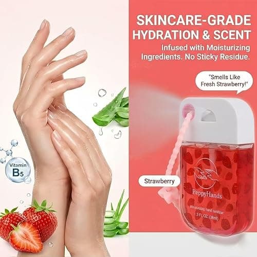 PeppyHands 1 Pack Hand Sanitizer Spray, Spray Hand Sanitizer Travel Size, Scented Pocket Cute Mini Pocket for Kids School Gifts for Women, Teen, Girl, 1.35 FL. OZ.(Strawberry) thumbnail 4