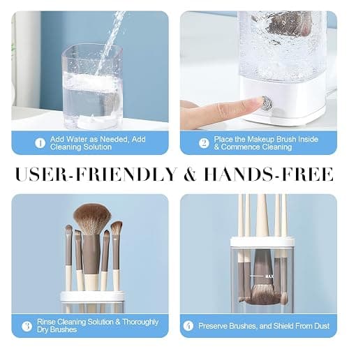Electric Makeup Brush Cleaner, 2026 New Automatic MakeupBrush Cleaner Machine Portablefor USB Makeup Brushes Cleaner for Deep Cleaning All Size Beauty Makeup Brushes (Transparent) thumbnail 6